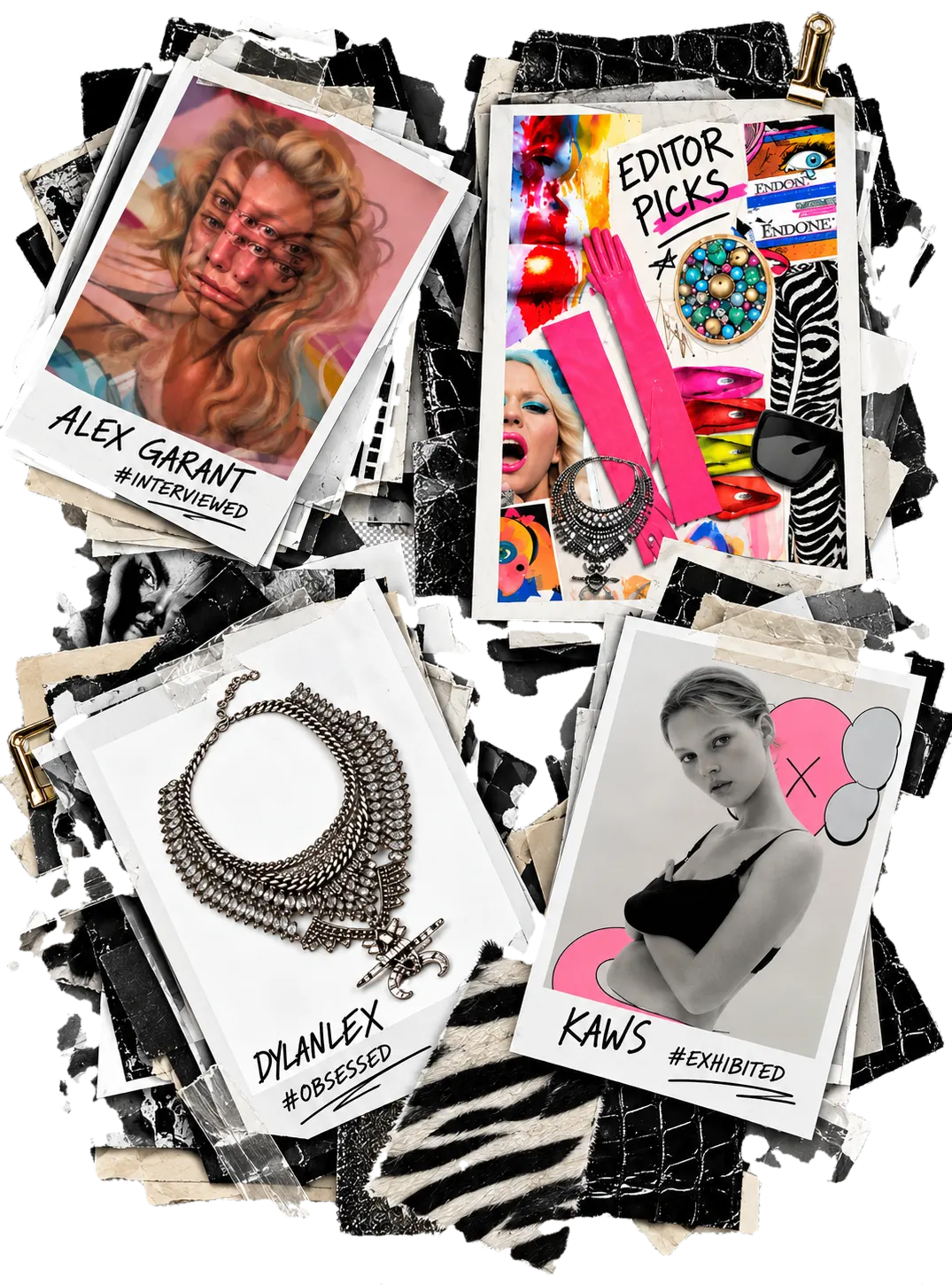 COUTEUR editorial moodboard featuring Alex Garant, Editor Picks, DYLAnLEX and KAWS