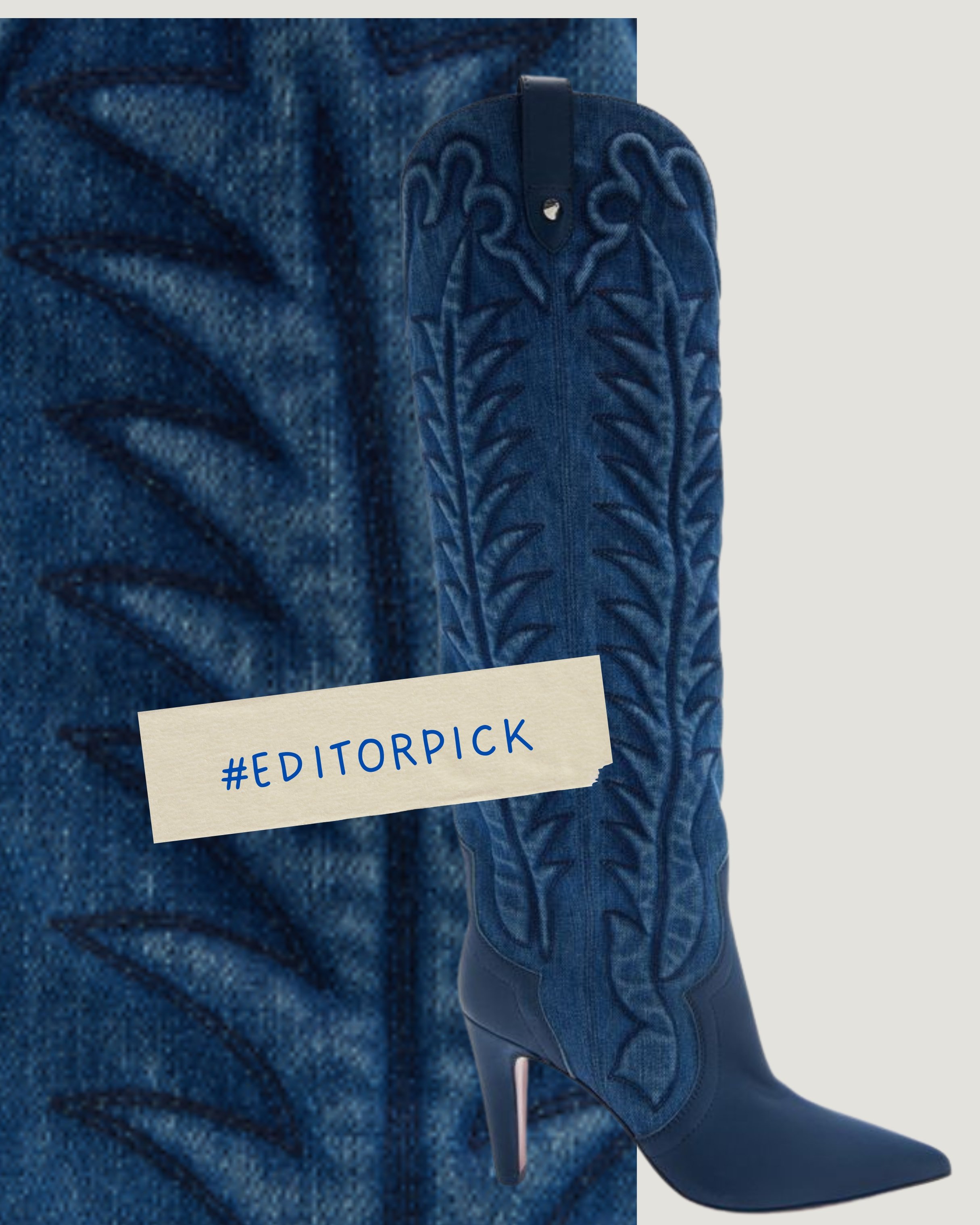EDITOR PICK: CHRISTIAN LOUBOUTIN SANTIA EMBROIDERED DENIM KNEE BOOTS