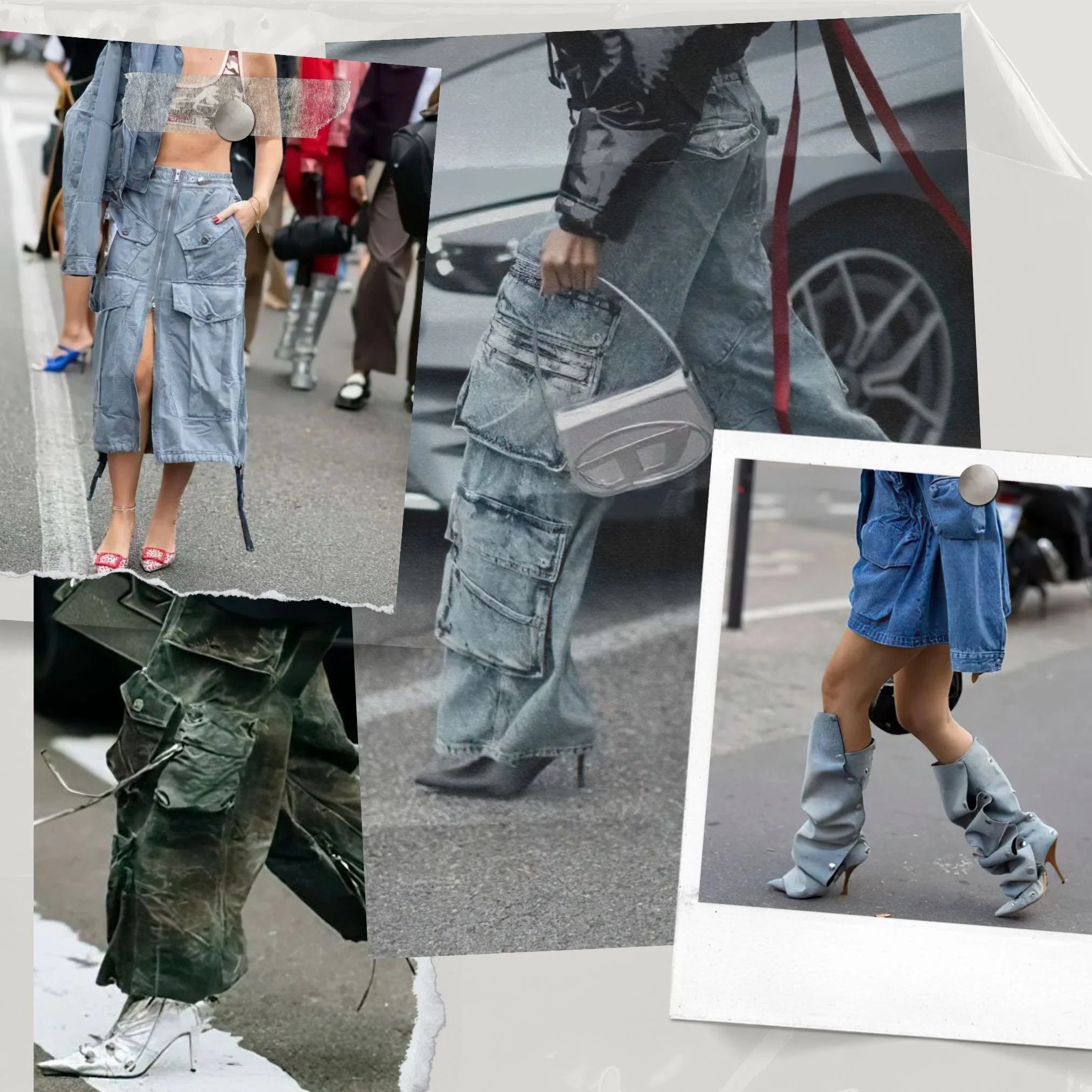 THE DENIM CARGO TREND TAKES CENTER STAGE