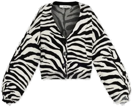 zebra-print balloon-sleeve cardigan