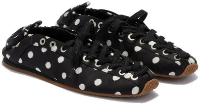 GANNI polka-dot lace-up Ballet Flats | Black | FARFETCH CA