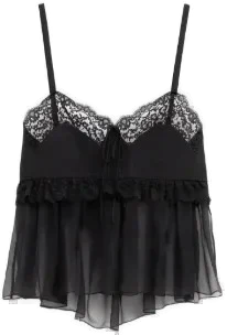 Chloé lace-trim silk-crepe Camisole Top | Black | FARFETCH CA